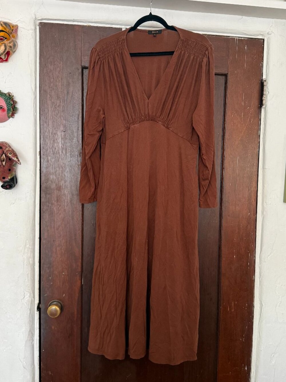 Quince Long Sleeve Cinched Midi Dress